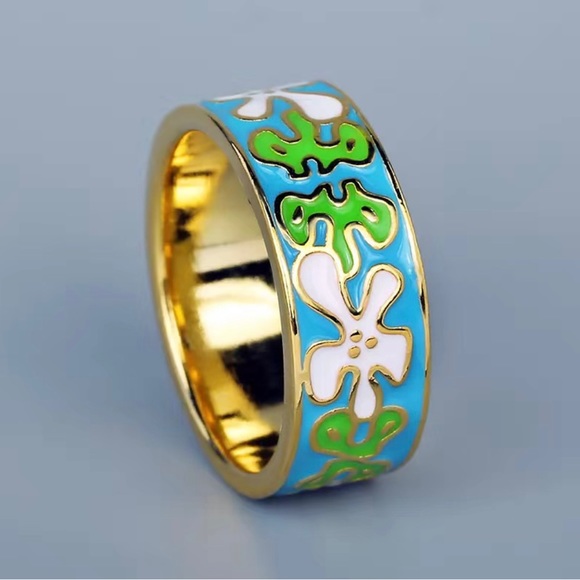 Creative Chunky Enamel 925 Silver Plated Ring SIZE 9 NWT - Picture 5 of 5